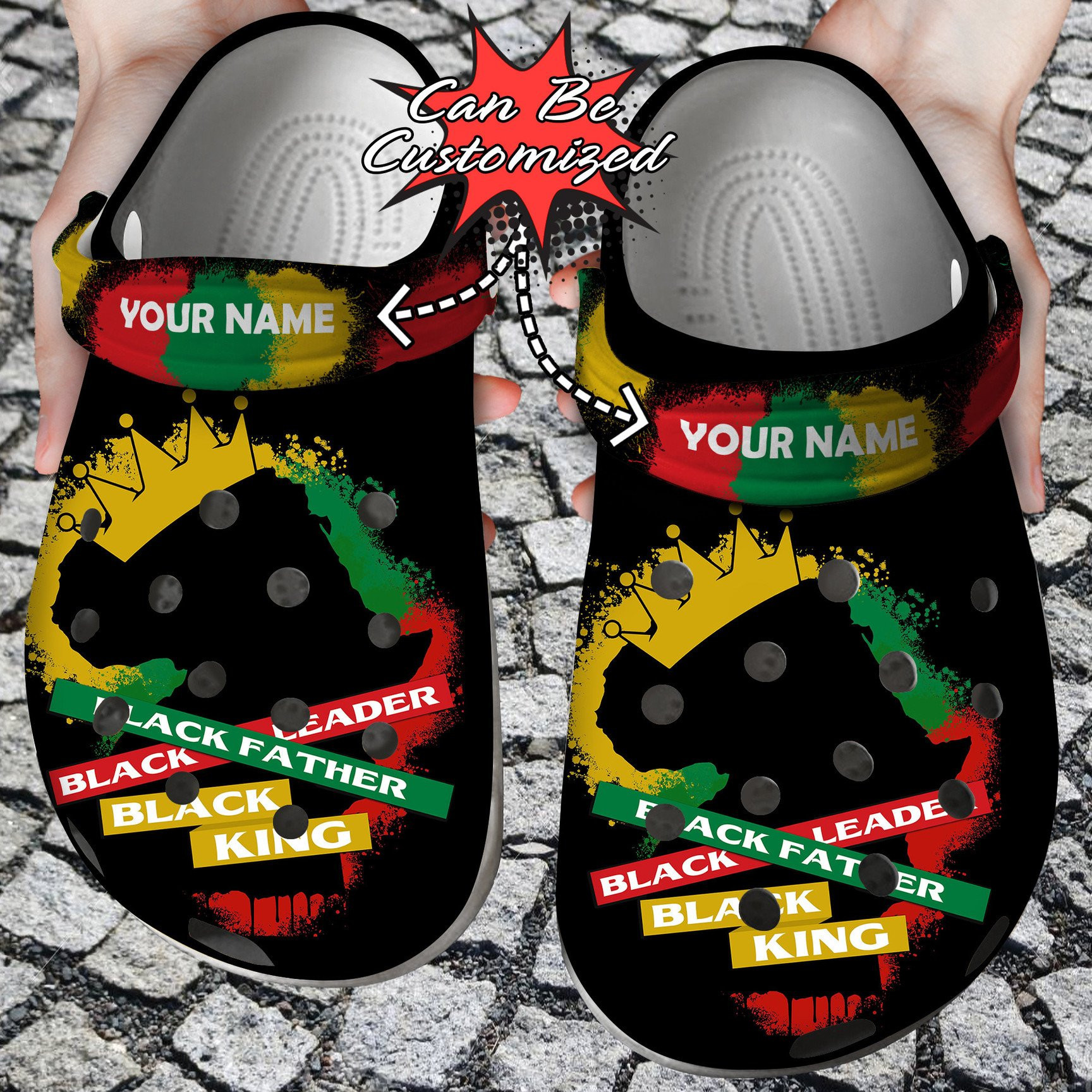 Personalized Black Father Black Leader Black King clog Shoes Fathers ...